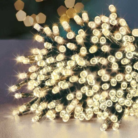 380 LED 23m Premier Christmas Outdoor 8 Function Timer Lights in Warm White Premier