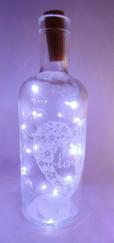 NEW Clear Glass 'Love' Bottle Vase with LED Perfect for Flowers or as Water Jug Tesco