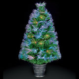 NEW Fibre Optic PRE-LIT LED Burst of Colours 75cm Christmas Tree in Pot - Green - Retail ABC - Branded Goods - Discount Prices