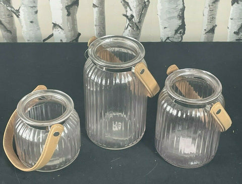 Set of 3 Tea Light Candle Clear Glass Candle Holder Jar Wedding & Home Decor Home Decor