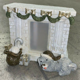 Premier Battery Operated Glowing Fireplace With Dog Led Christmas Ornament Premier