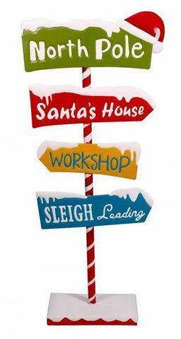 HEAVY 1m Metal North Pole Sign Christmas Santa's House Workshop Sleigh Loading - Retail ABC - Branded Goods - Discount Prices