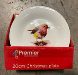 Premier 12 x 20cm Robin Small Christmas Festive Desert Side Serving Plate Set - Retail ABC - Branded Goods - Discount Prices