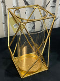 Gold Metal Candle Holder Square Based Barred Lantern Stylish And Unique Design Unique
