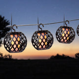 10 Flickering LED Solar flame lantern string lights Premier