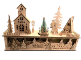 Premier Wooden Musical Spinning Christmas Tree Village Scene Decoration 44x28cm - Retail ABC - Branded Goods - Discount Prices