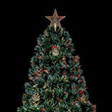 1.8m Fibre Optic Lit Tree with Pine Cones and Berries with Star Tree Topper - Retail ABC - Branded Goods - Discount Prices