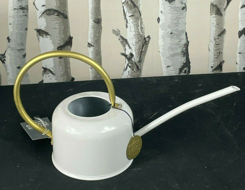 Small White Watering Can Metal Galvanised Steel 1.1L Narrow Spout Plants CAN