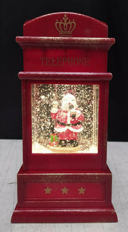 21cm Light Up LED Water Spinner Santa Phonebox Lantern Snow Globe Christmas - Retail ABC - Branded Goods - Discount Prices
