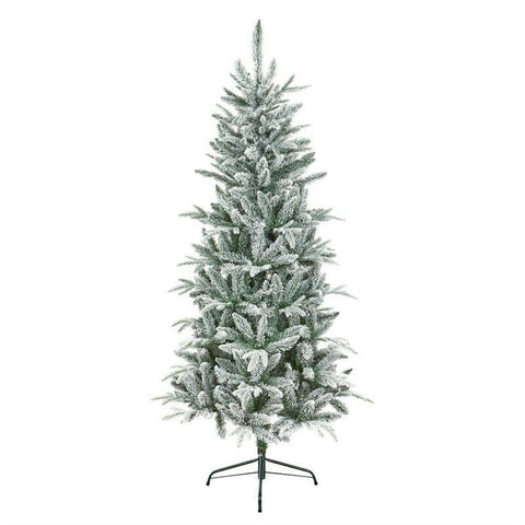 2.1 m / 7ft Slim Lapland Spruce Flocked Artificial PVC Green Christmas Xmas Tree - Retail ABC - Branded Goods - Discount Prices