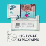 6 Packs x 63 Biodegradable Cotton Baby Water Wipes Sensitive Newborn Unscented
