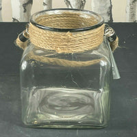 Clear Glass Storm Lantern Candle Holder Large Rope Handle Hurricane Ornament Unbranded