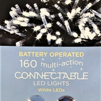 Connectable 160 Ice White LED Lights 15.9m Multi-action Timer Outdoor Battery Op Premier