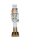 38cm White Glitter Nutcracker Man Wooden Ornament Christmas Soldiers Home Decor - Retail ABC - Branded Goods - Discount Prices