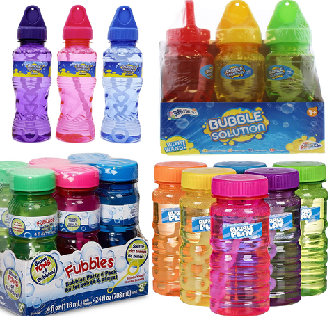 Bubbles 6 x 115ml Bottles of BUBBLES with WAND Giant Bubbles Solution Bottles Bubbletastic