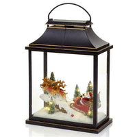 41cm Lit Santa Scene Lantern Rotating Mirror Ball Warm White LEDs Timer Battery - Retail ABC - Branded Goods - Discount Prices