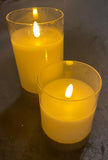 Premier Set of 2 Flickabright Glass LED Safety Timer Candles With Rope Detail - Retail ABC - Branded Goods - Discount Prices