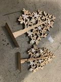 Premier 2 Pack Wooden Tree with White Iridescent Glitter Flower Home Decoration Premier