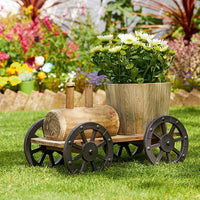 Wooden Tractor Planter  Indoor Outdoor Garden Plant Holder The Summer Living Company