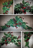 Christmas Table Centrepiece Glitter Pine Cone Holly Berries Decoration - 70cm - Retail ABC - Branded Goods - Discount Prices