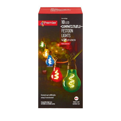 Decorative Garden Lights Christmas Multi-Coloured Spiral Festoon Connecting LED Garden Lights