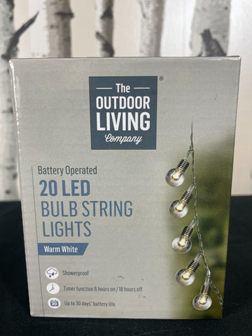 20 Led Battery Powered Retro Bulb String Lights Garden Outdoor Fairy Summer Lamp Garden Lights