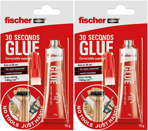 2 x Fischer Max Repair Extreme Glue 15g Very Strong Adhesive Gel - Strong Grip UHU
