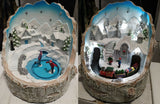 18.5cm Lit Winter Scene Inside Log Animated Deco Battery LED Skating Train Xmas - Retail ABC - Branded Goods - Discount Prices