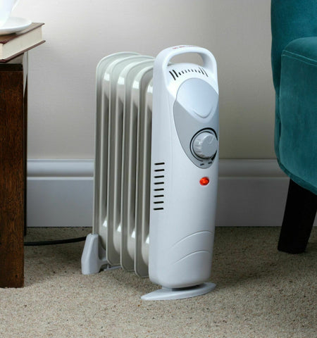 NEW - 450W Mini Freestanding Oil Filled Radiator - White - 240v - Safety Cut Out - Retail ABC - Branded Goods - Discount Prices