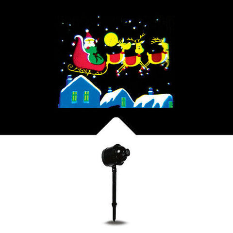 LED Light Scrolling Projector - Santa and Reindeer 5 Metre Lead Cable In/Outdoor Premier Decorations