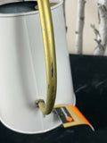 Metal Watering Can 5L Large Vintage Style Whitw With Gold Trim Accent With Fixed CAN