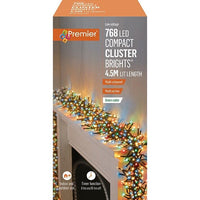 Premier Christmas Lights 768 LED Compact Cluster 4.5m lit length Multi Premier