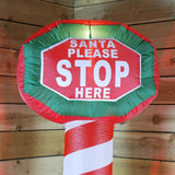 HUGE! 1.8m Self Inflatable Lit Santa Please Stop Here Sign LED Outdoor Christmas - Retail ABC - Branded Goods - Discount Prices