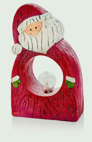 Premier Cute Frosted Santa With LED Lamp In Middle 37 x 23cm Battery Operated - Retail ABC - Branded Goods - Discount Prices