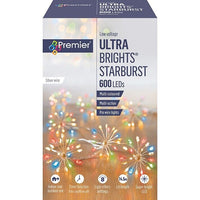 Premier 600 LED UltraBrights Starburst Christmas Silver Wire Lights Timer MULTI Premier