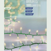 Tree Ultra Brights 1000 LEDs Multi Action Timer - Vintage Gold Pin Wire Lights Premier