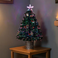 80CM Fibre Optic Tree with Pine Cones, Berries & Tree Top Star Premier