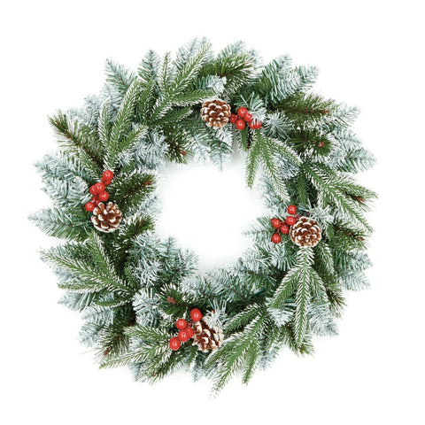 Premier 50cm New Jersey Christmas Wreath PVC Tips with Berries and Cones - Retail ABC - Branded Goods - Discount Prices