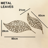 New METAL Gold Contemporary Wall Art Decor / Sculpture – Set of 2 Large Leaves - Retail ABC - Branded Goods - Discount Prices