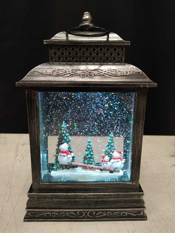 27cm Lit Up LED Water Spinner Snowmen See-Saw Snow Globe Christmas Timer - Retail ABC - Branded Goods - Discount Prices