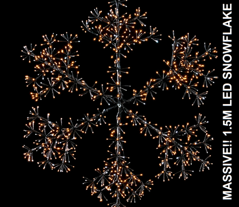 BIG 1.5m Outdoor Twinkle Starburst Snowflake Gold/White LED's Christmas Display - Retail ABC - Branded Goods - Discount Prices