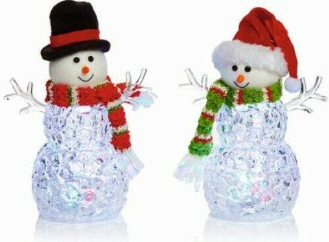 Premier 2 Pack of 24cm Snowman Colour Changing Light Up Christmas Decoration Premier