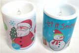 Set Of 4 Battery Operated Sparkle Christmas Scene Pillar Candle - 9.5cm x 7.5cm Premier