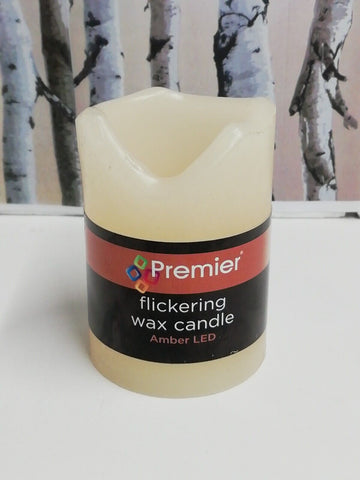 ""7cm B-O Led Flicker Candle, Premier Flickaring Wax Candle Amber LED"" Premier