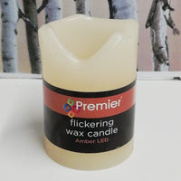""7cm B-O Led Flicker Candle, Premier Flickaring Wax Candle Amber LED"" Premier