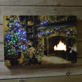 60cm x 40cm Fireplace Scene Fibre Optic & LED Wall Canvas Picture Christmas - Retail ABC - Branded Goods - Discount Prices