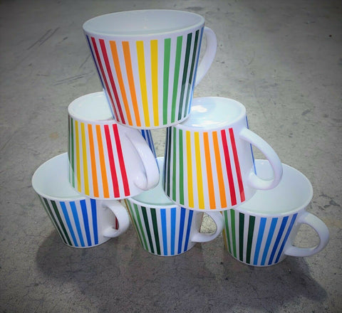 Premier 6 Pack of Rainbow Stripe Pride Ceramic Luxury Hot Drinks Tableware Mugs - Retail ABC - Branded Goods - Discount Prices