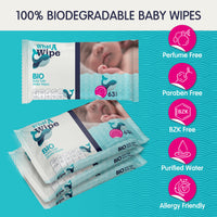 3x ECO Biodegradable Cotton Baby Water Wipes Sensitive Newborn Unscented 63 Pack WaterWipes