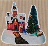 Christmas 15cm Lit Animated House Village Scene Tree Santa 4 Designs Xmas Premier Decorations