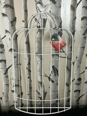Premier 75cm White Bird Cage Card-Photo Holder Finch Bird Cage H75 x H40cm Premier